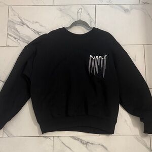 Purple Drip Logo Black Crewneck Sweater